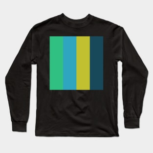 green blue and yellow stripe pattern Long Sleeve T-Shirt